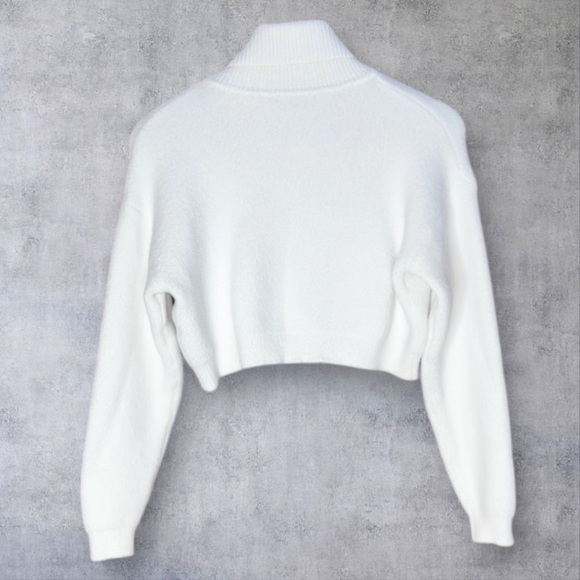 Zara crop turtleneck sweater sz S / thick warm ribbed, neck hem & wrist - Picture 3 of 11